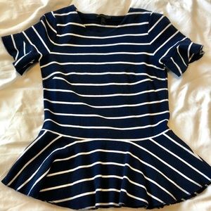 JCrew stripped Peplum Top